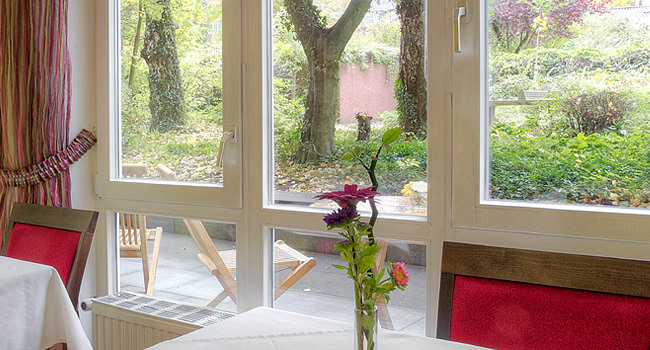 Table with a view of the garden